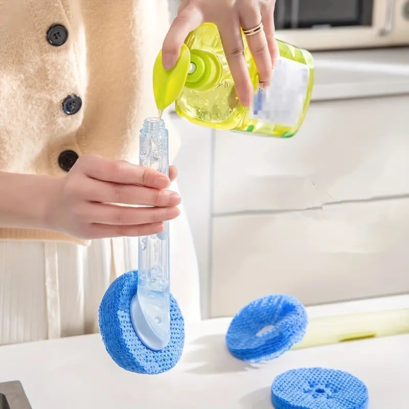 Long Handle Liquid-Filled Pot Brush with Removable Head