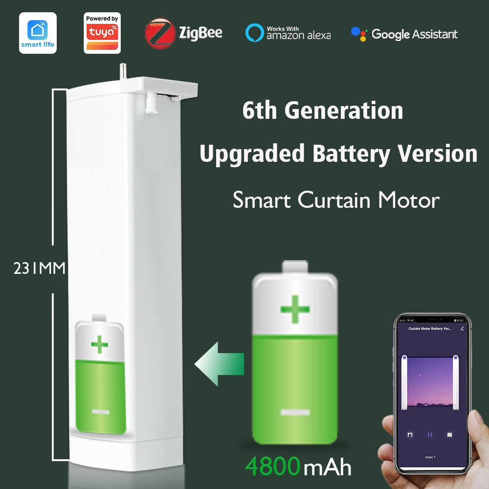 4800mAh Zigbee Rechargeable Smart Curtain Motor