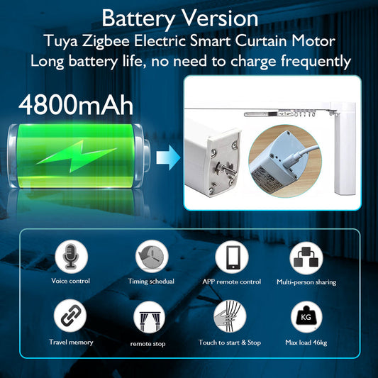 4800mAh Zigbee Rechargeable Smart Curtain Motor
