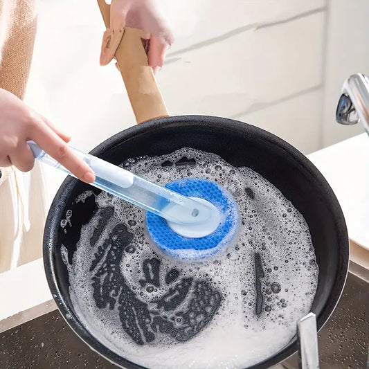 Long Handle Liquid-Filled Pot Brush with Removable Head