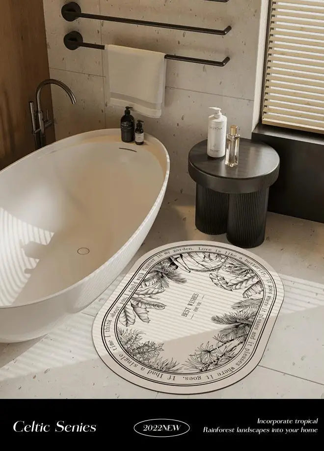 Modern Non-Slip Floor Mat with Flower & Leaf Design